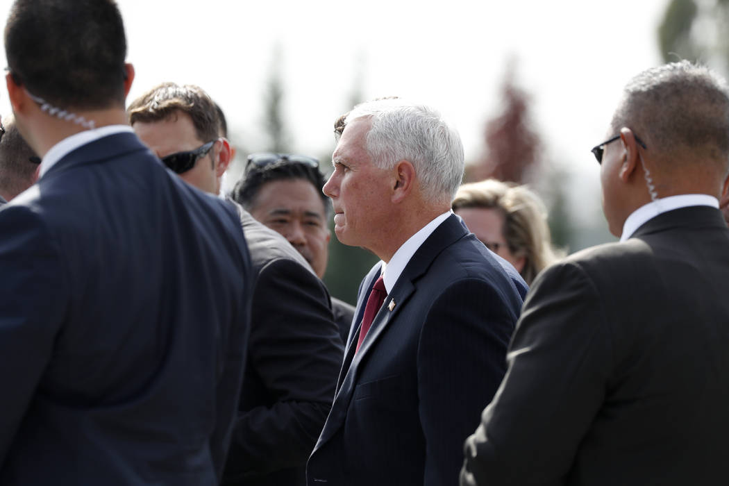 Vice President Mike Pence arrives in Ankara, Turkey, Thursday, Oct. 17, 2019. Vice President Mi ...