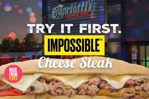 Capriotti's Impossible Cheese Steak sub is made substituting plant-based products for the meat.