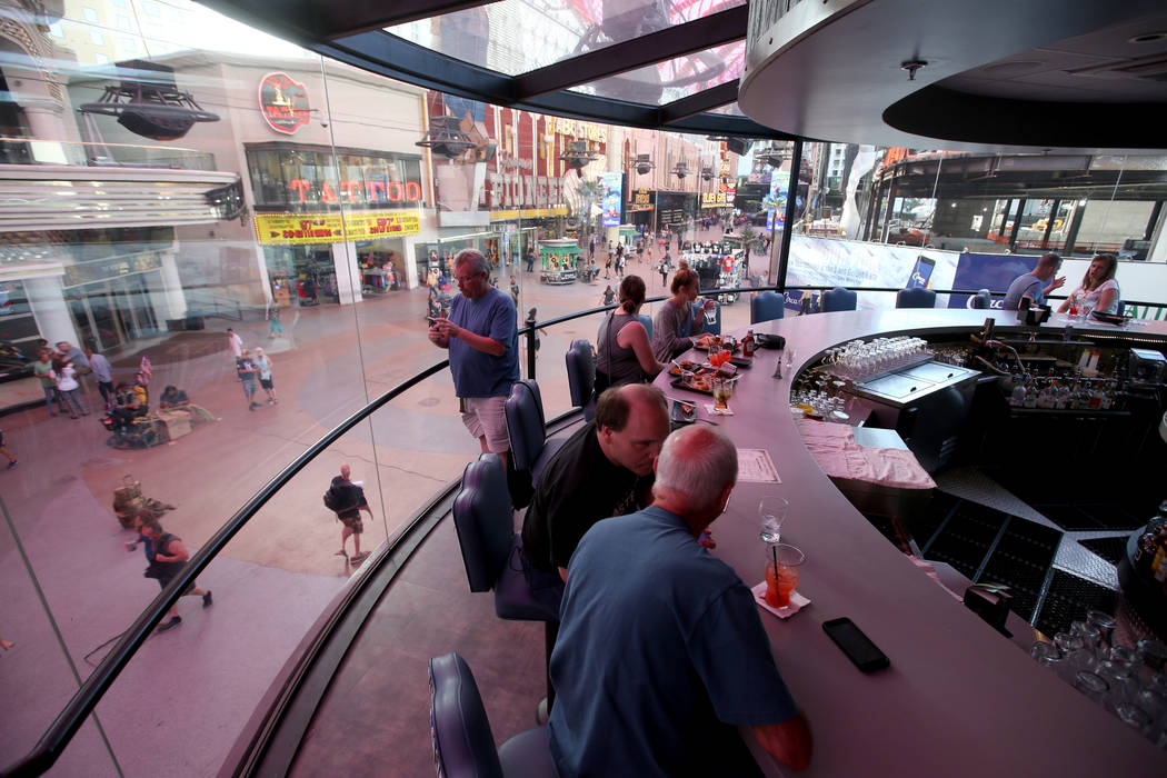 The rotating bar at Whiskey Licker Up Saloon in Binion's at Fremont Street Experience in downto ...