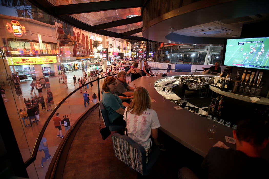 The rotating bar at Whiskey Licker Up Saloon in Binion's at Fremont Street Experience in downto ...