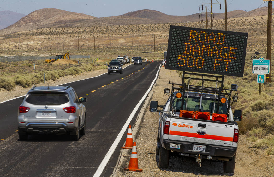 Caltrans workers have already patched some of the extensive cracks with shifting pavement that ...