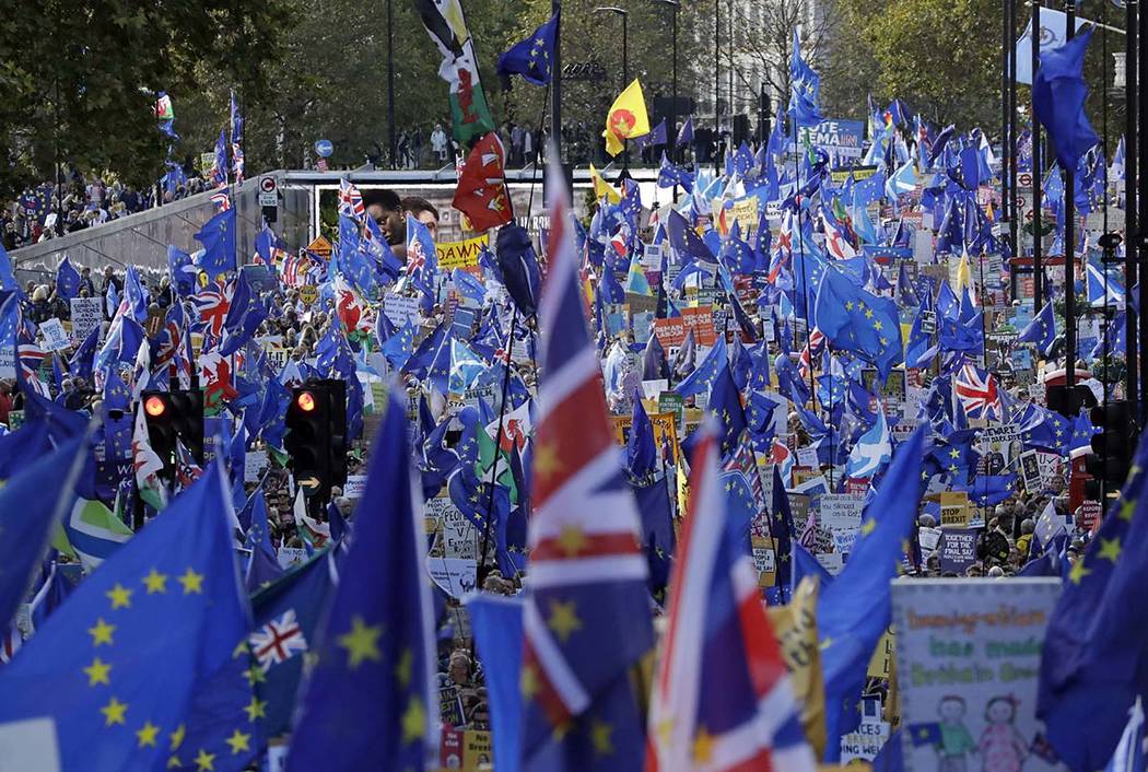 Anti-Brexit remain in the European Union supporters take part in a "People's Vote" pr ...