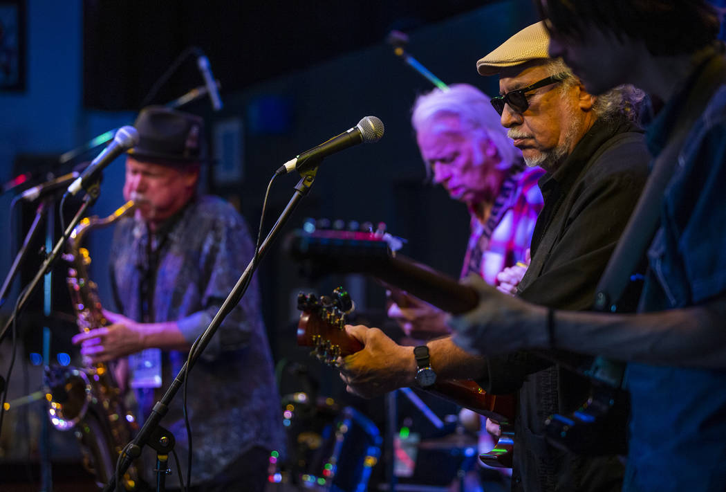 Blues Music Award Winner Bob Margolin, right, plays with others on stage during the 2nd Annual ...