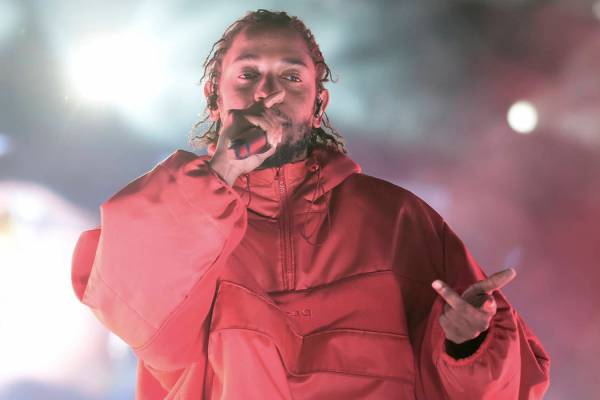 Kendrick Lamar performs at L.A. LIVE's Microsoft Square during NBA All Star Weekend 2018 on Fri ...