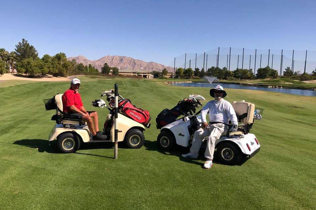 Champion Billy Fryar (left) and runnerup Larry Celano played in the U.S. Adaptive Golf Alliance ...