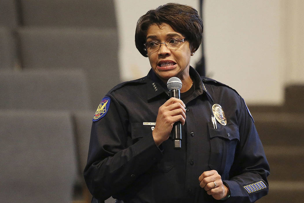 FILE - In this June 18, 2019, file photo, Phoenix Police Chief Jeri Williams addresses the audi ...
