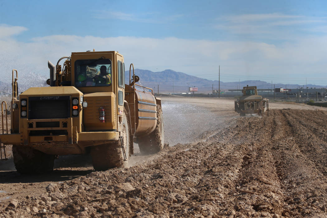 Construction at the intersection of Washburn Road and Statz Street in North Las Vegas, Wednesda ...