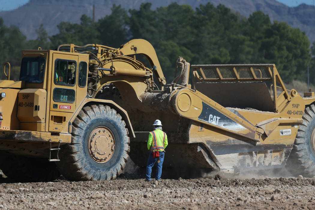 Construction at the intersection of Washburn Road and Statz Street in North Las Vegas, Wednesda ...