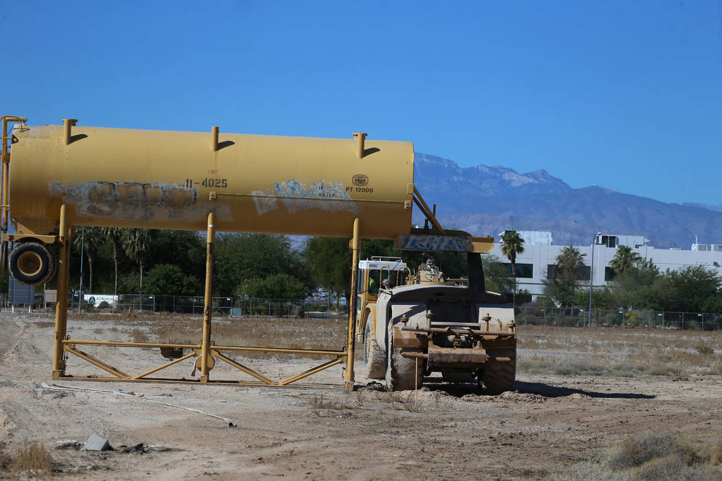 Construction at the intersection of Washburn Road and Statz Street in North Las Vegas, Wednesda ...