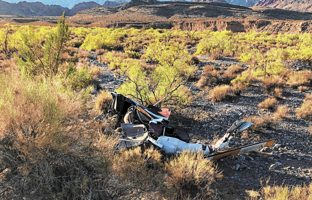 Debris from a helicopter crash near Red Rock Canyon. (Nevada Highway Patrol)