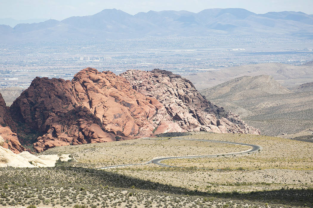 Debris from a helicopter crash near Red Rock Canyon on Wednesday, Oct. 23, 2019. (Nevada Highwa ...