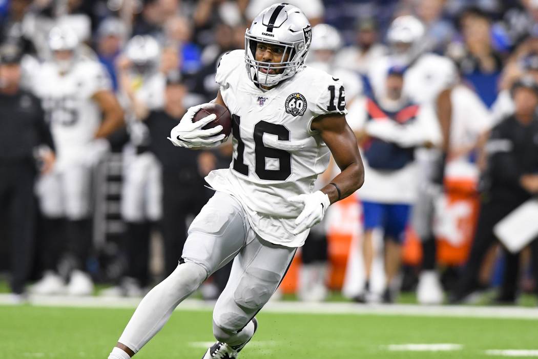 Oakland Raiders wide receiver Tyrell Williams (16) runs against the Indianapolis Colts during t ...