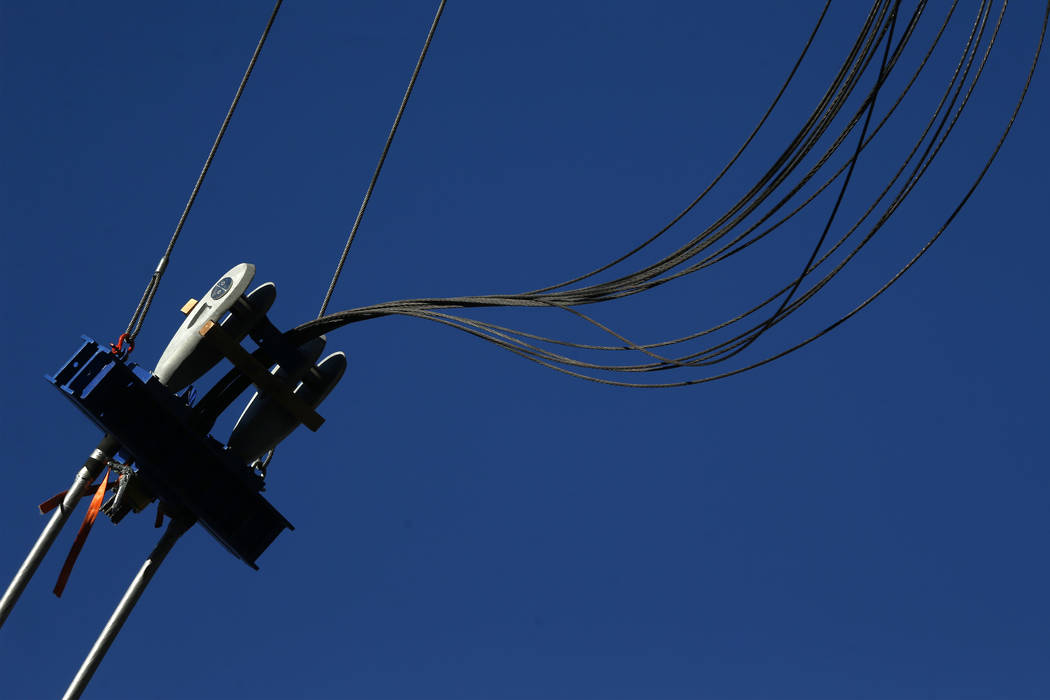 The cable net system that will support the roof at the Raiders Allegiant Stadium in Las Vegas, ...