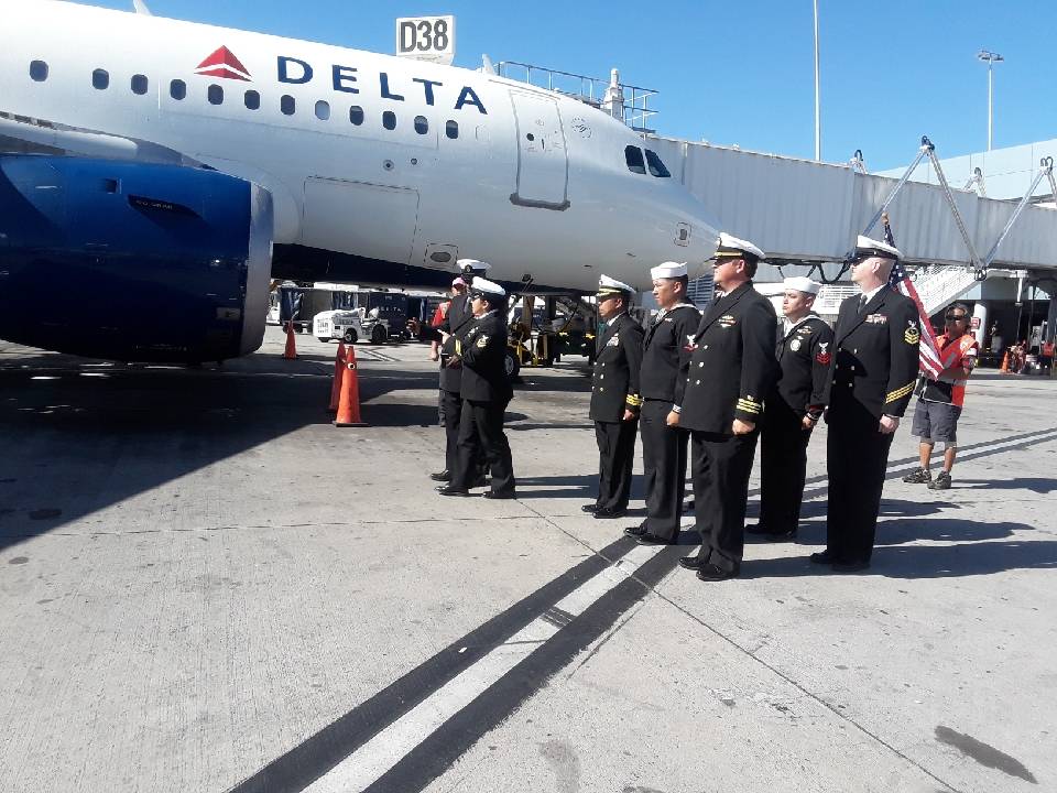 Seaman 2nd Class Moyses Alfonso Martinez's remains arrive in Las Vegas on Oct. 8, 2019. Martine ...