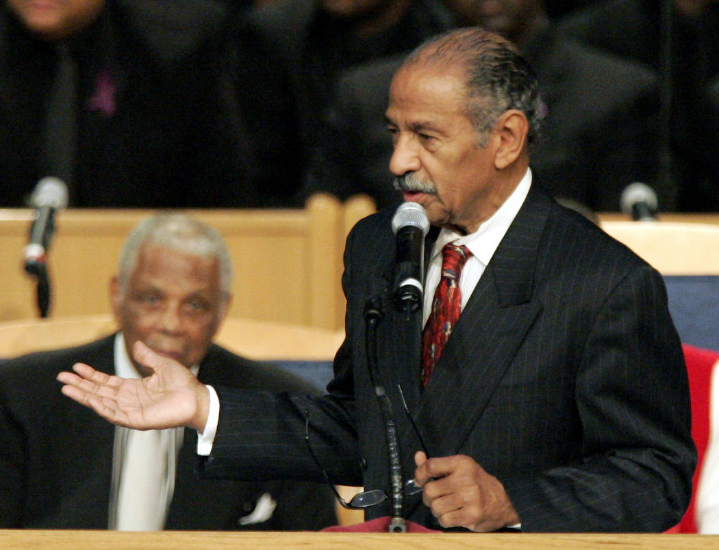 FILE - In a Nov. 2, 2005 file photo, Congressman John Conyers, D-Mich., speaks at the funeral f ...