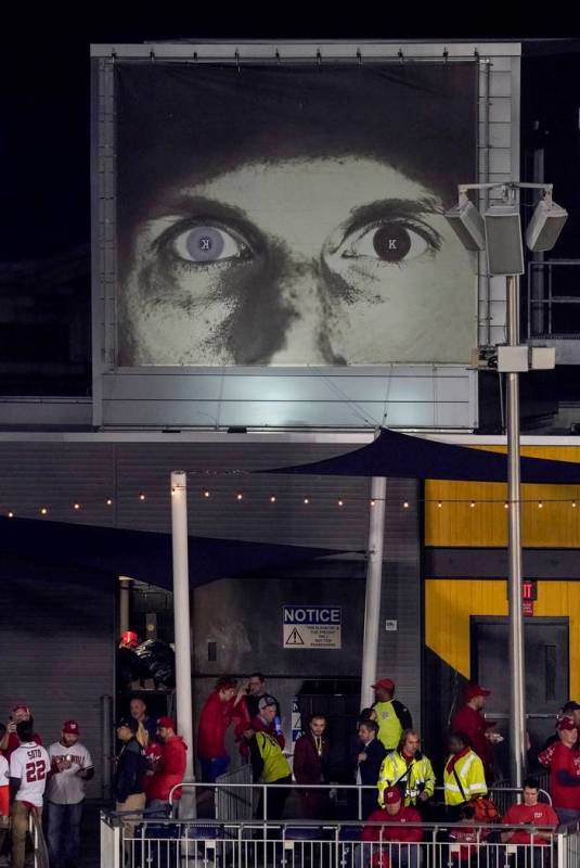 An image of Washington Nationals' Max Scherzer is seen in the outside at Nationals Park before ...