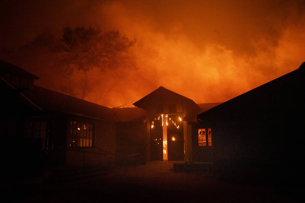 Flames from the Kincade Fire consume Soda Rock Winery on Sunday, Oct 27, 2019, in Healdsburg, C ...