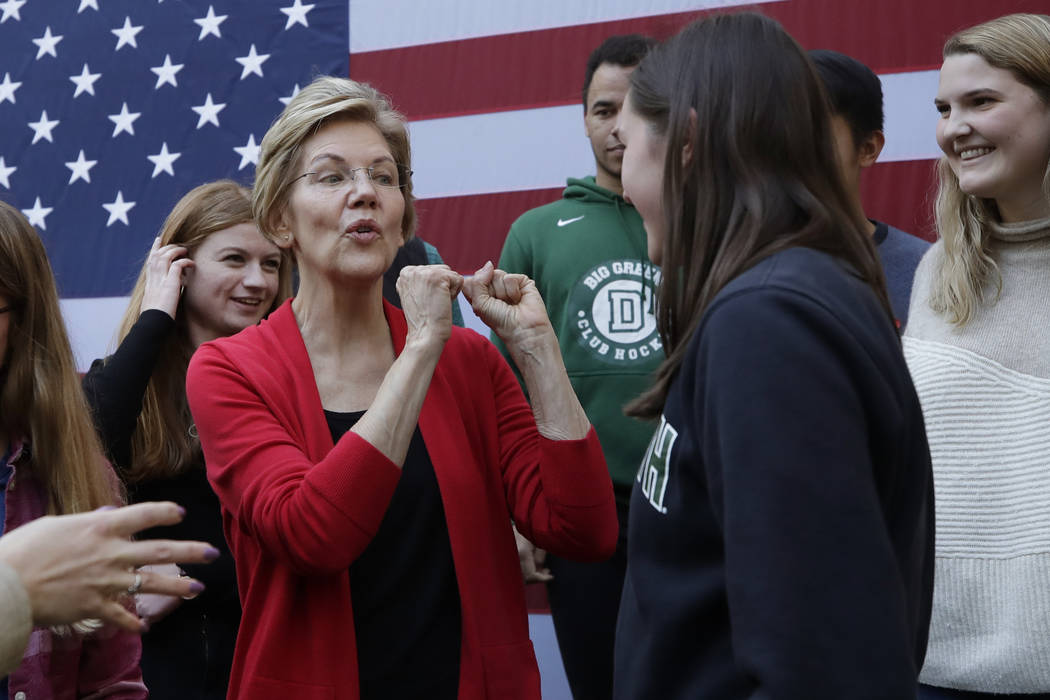 FILE - In this Oct. 24, 2019, file photo, Democratic presidential candidate Sen. Elizabeth Warr ...