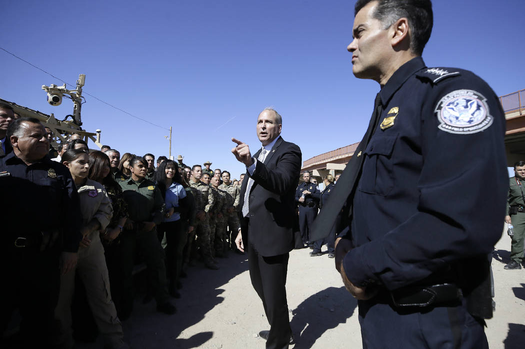 Acting Customs and Border Protection Commissioner Mark A. Morgan holds a press conference Tuesd ...