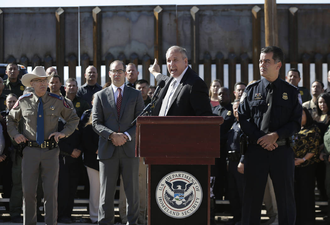 Customs and Border Protection Acting Commissioner Mark Morgan speaks during a press conference ...