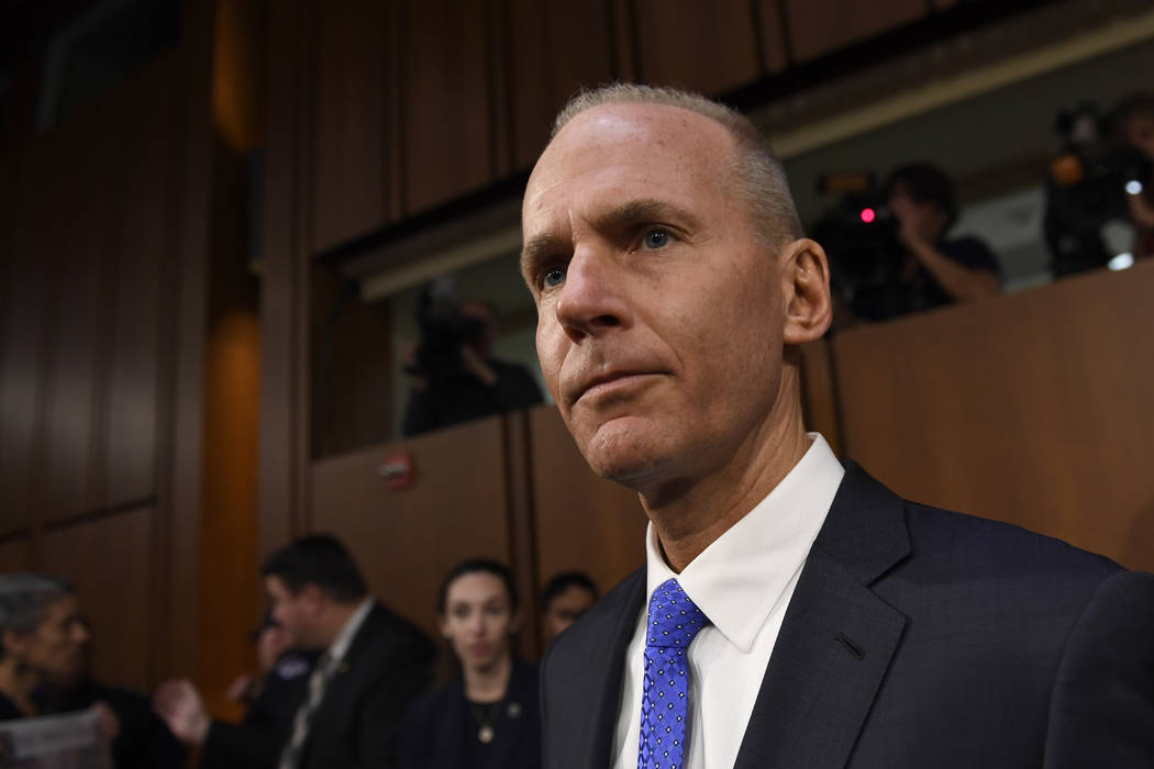 Boeing Company President and Chief Executive Officer Dennis Muilenburg arrives on Capitol Hill ...