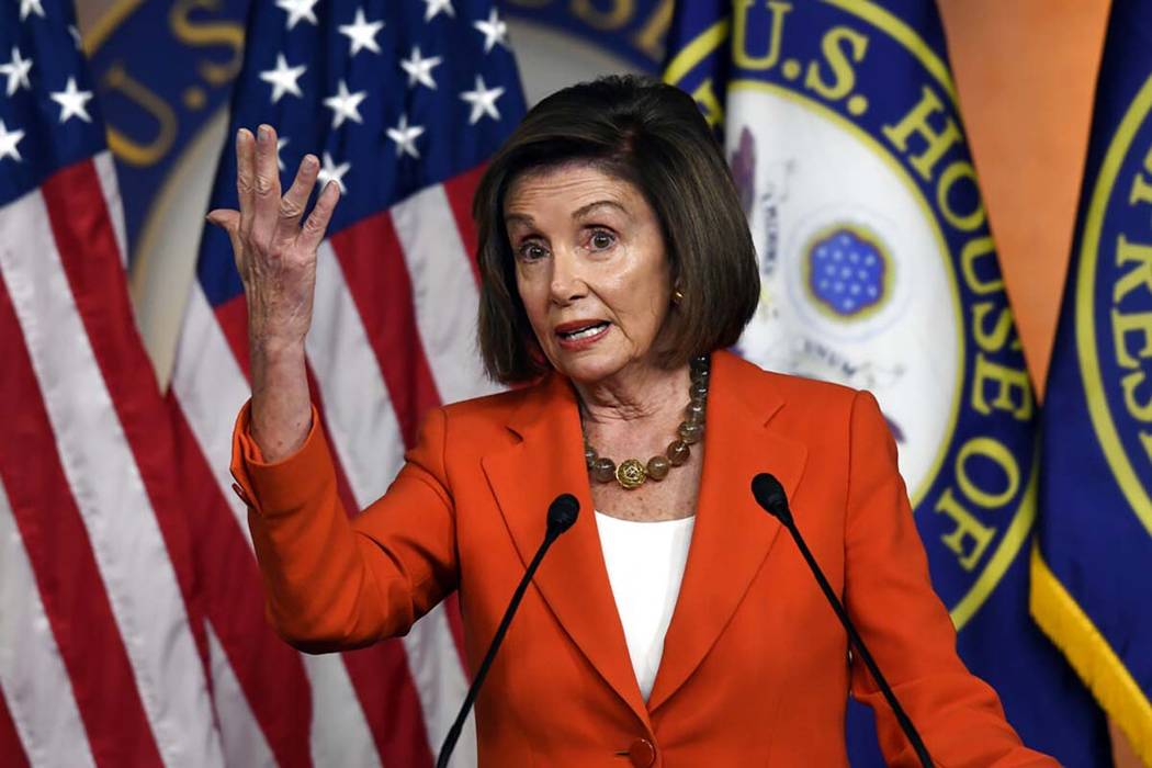 House Speaker Nancy Pelosi of Calif., speaks during a news conference on Capitol Hill in Washin ...