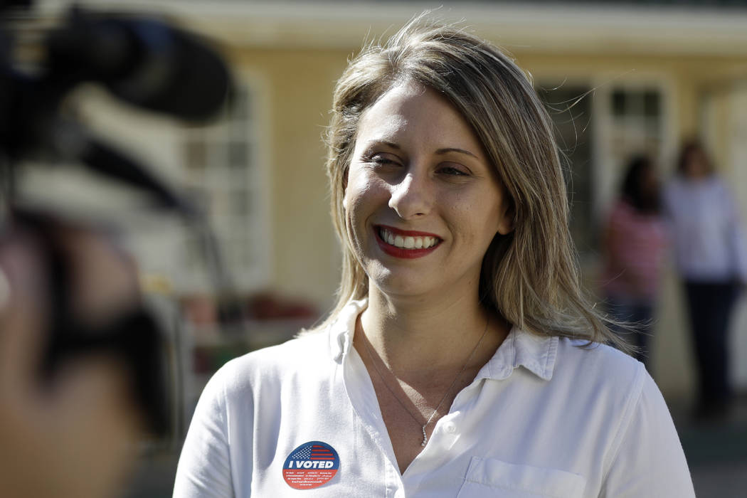Katie Hill speaks during an interview after voting in Agua Dulce, Calif., Nov. 6, 2018. The Cal ...