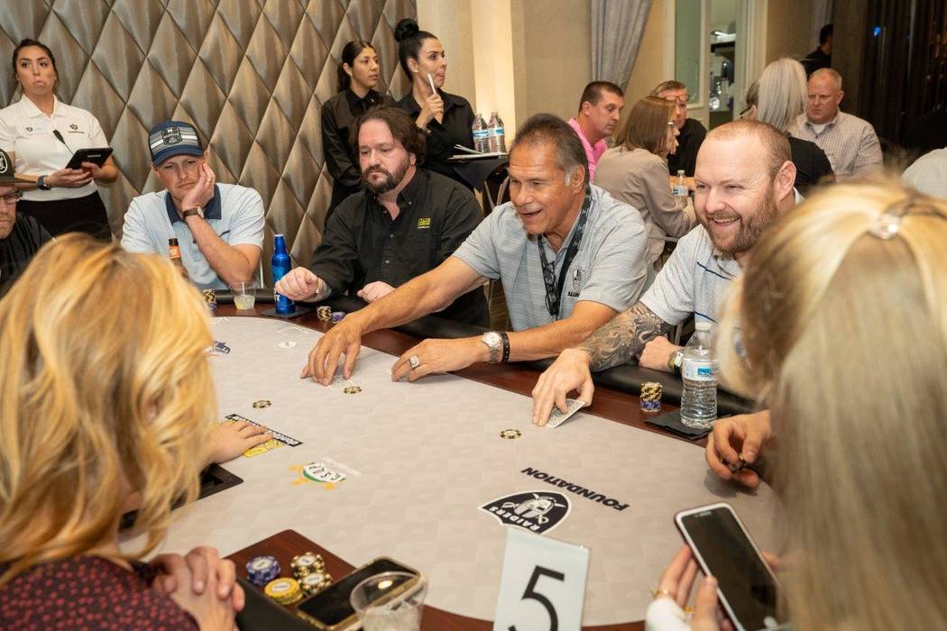 Ex-Raiders great Jim Plunkett is shown on the scene at the Raiders Foundation poker tournament ...