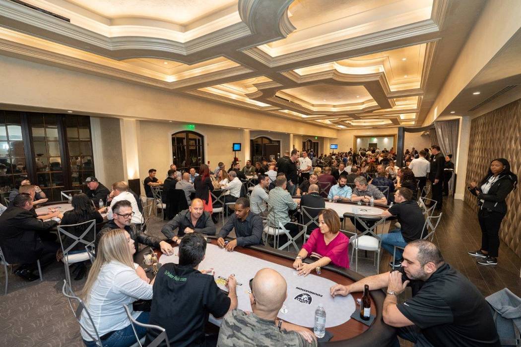 The scene at the Raiders Foundation poker tournament benefitting Nevada Youth Football League a ...