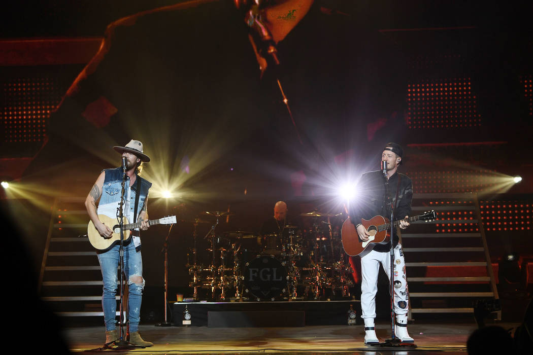 American country music duo Brian Kelley, left, and Tyler Hubbard of Florida Georgia Line perfor ...