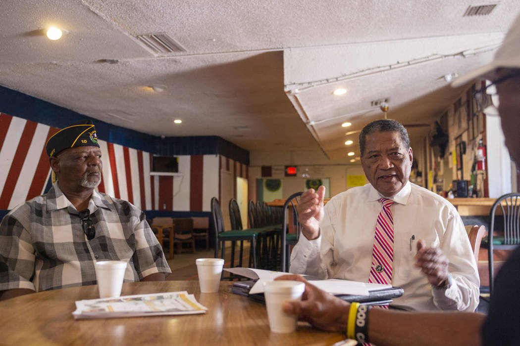 Navy veteran Kevin Felder, left, and Veterans Program Director at American Legion Post 10 Comma ...