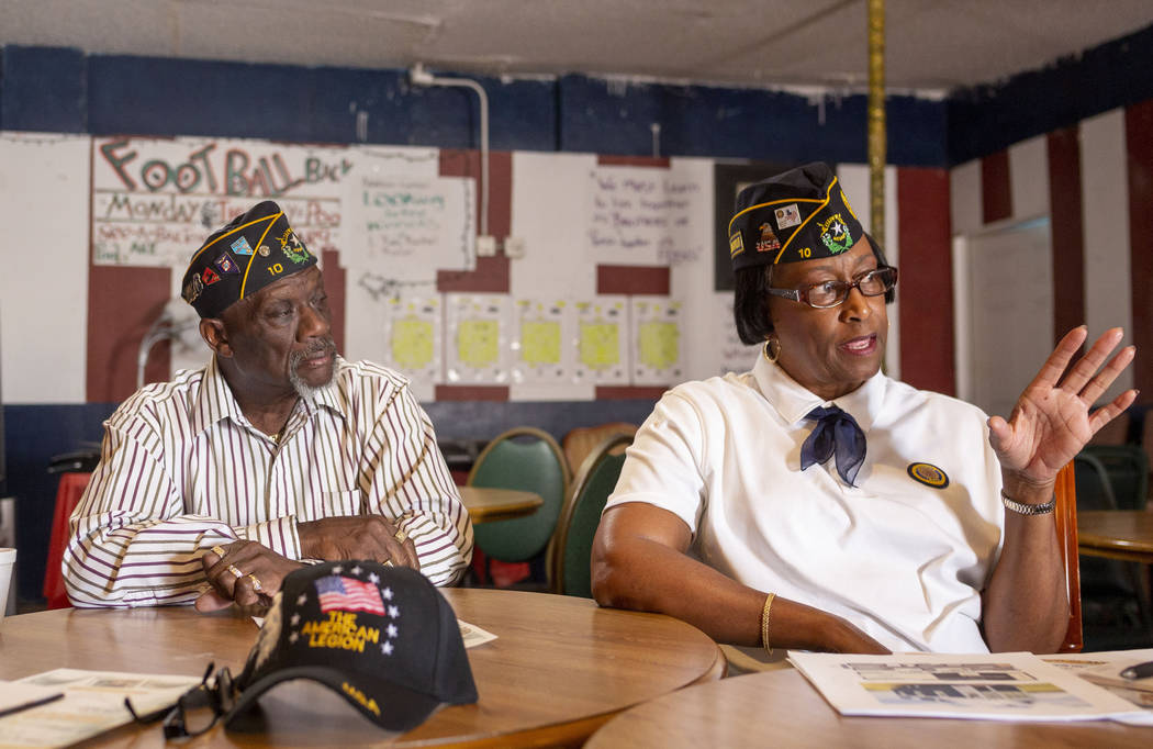 Army veterans Post 10 trustee Willie Richards, left and Post 10 judge advocate Patricia William ...