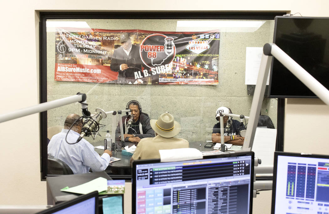 Commander of American Legion Post 10, Grady Hayes, speaks on a radio show at the KCEP radio sta ...