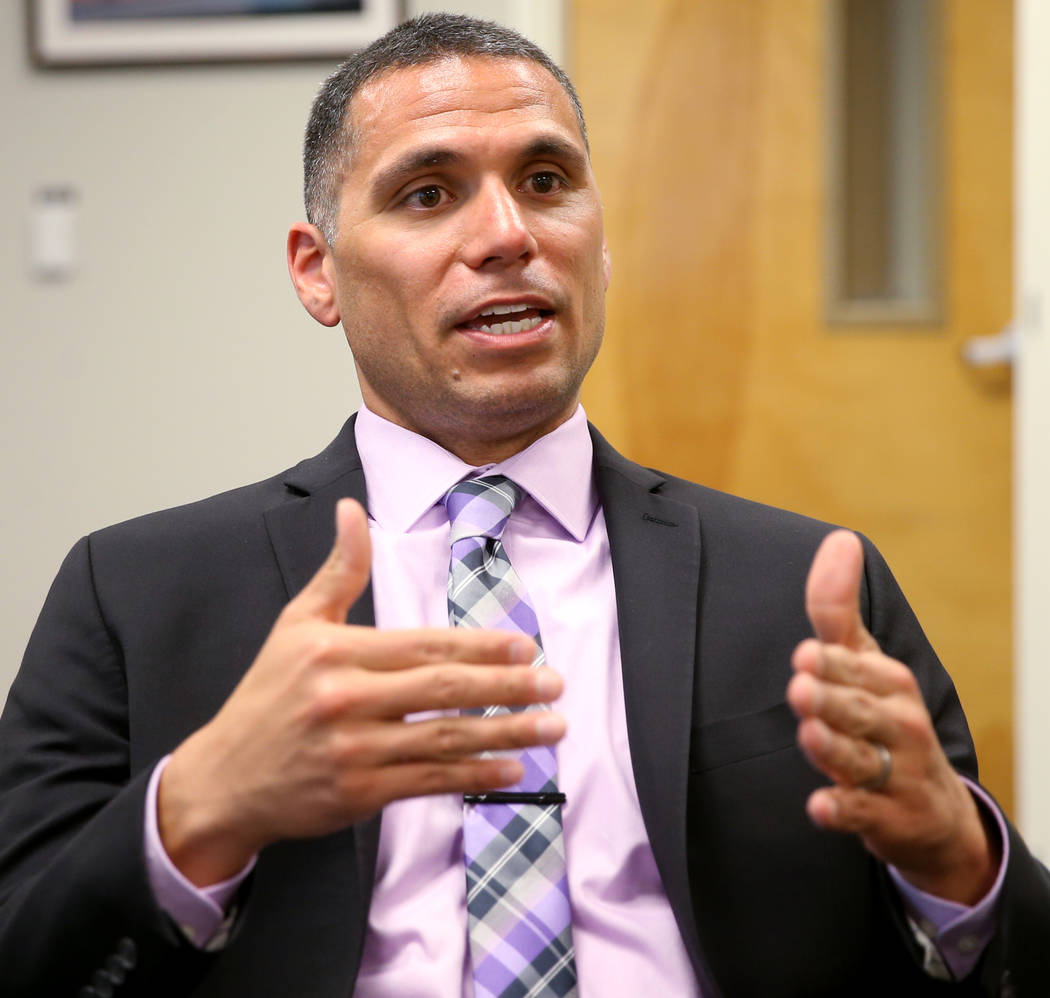 Principal Anthony Nunez talks about his school's efforts to fight truancy during an interview i ...