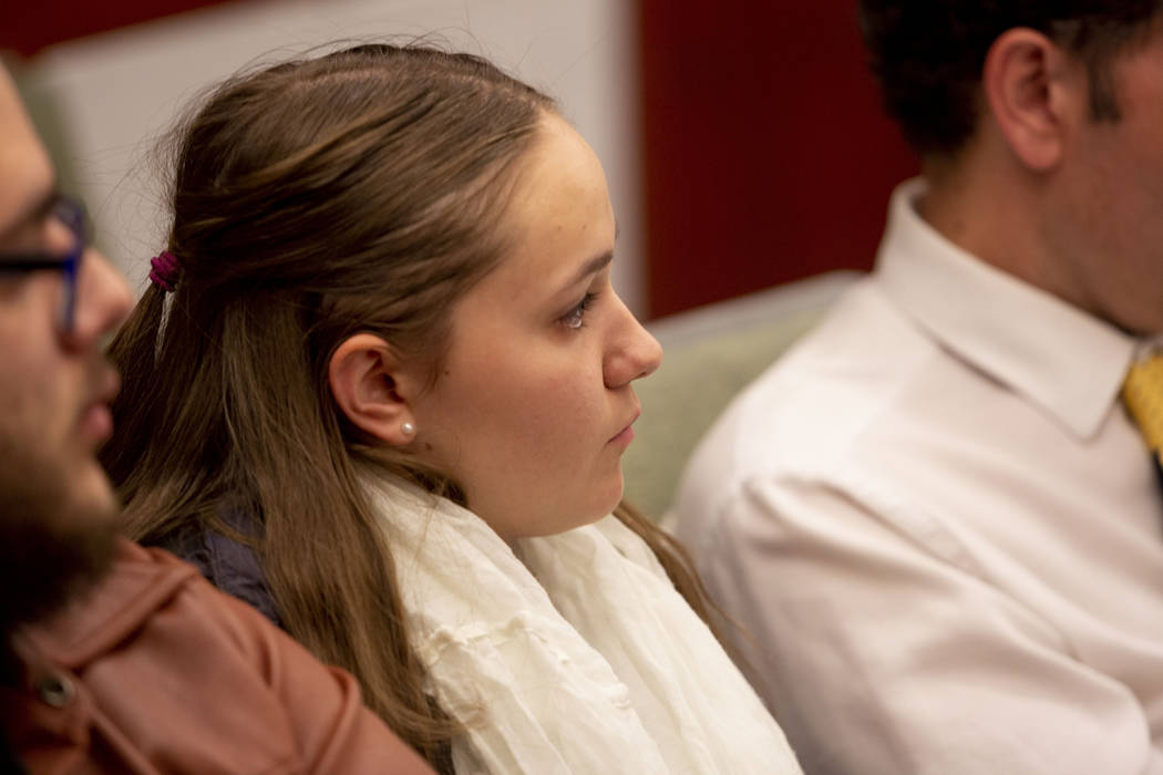 Paula Davis' sister Rachel Davis listens during a hearing for several new charges against Giova ...