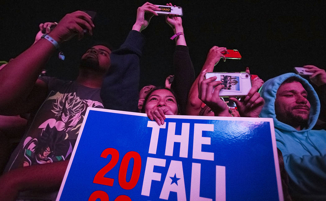 Fans cheer for J. Cole on the Jackpot stage during the Day N Vegas music festival on Friday, No ...