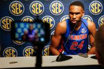 Florida's Kerry Blackshear Jr speaks during the Southeastern Conference NCAA college basketball ...