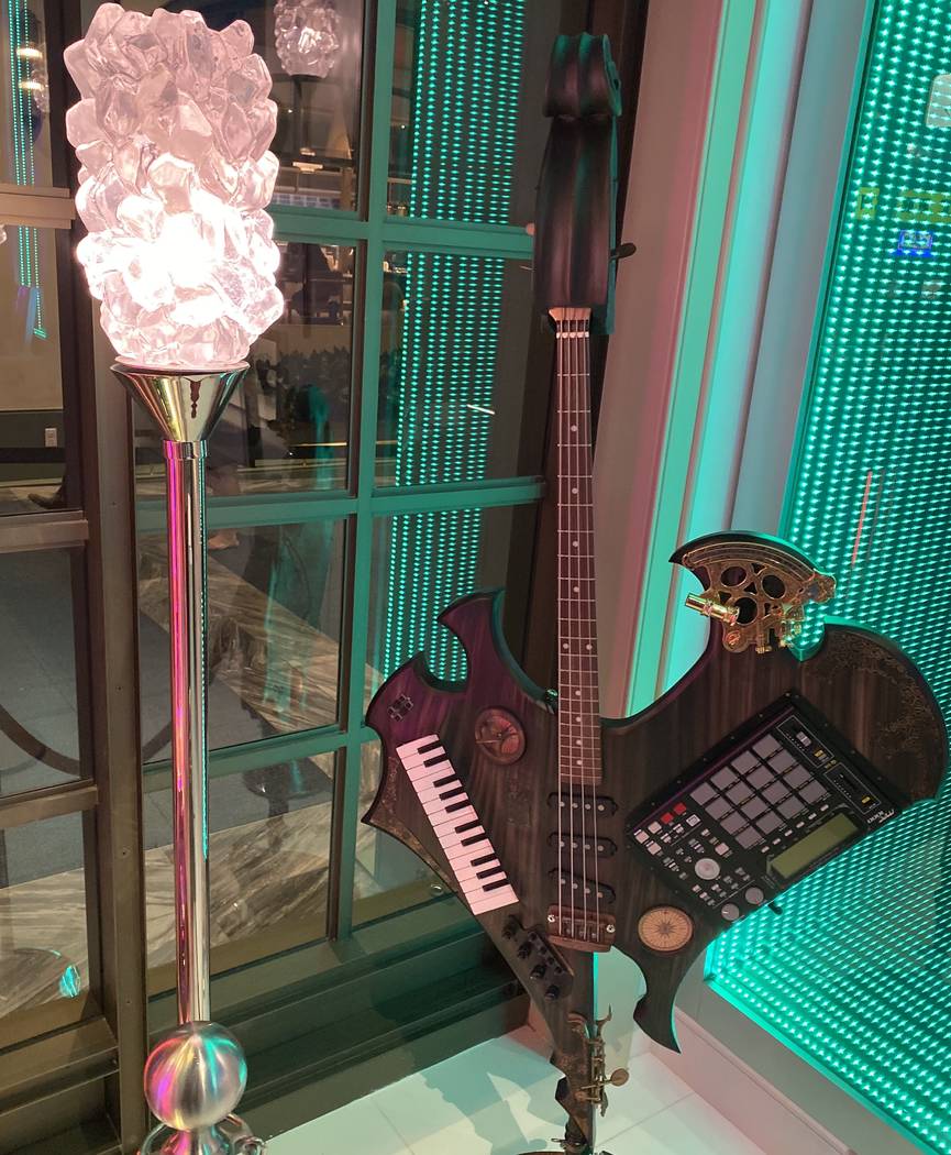 The customized key-tar from Lady Gaga's 2011 “Monster Ball” tour is shown on display at Hau ...