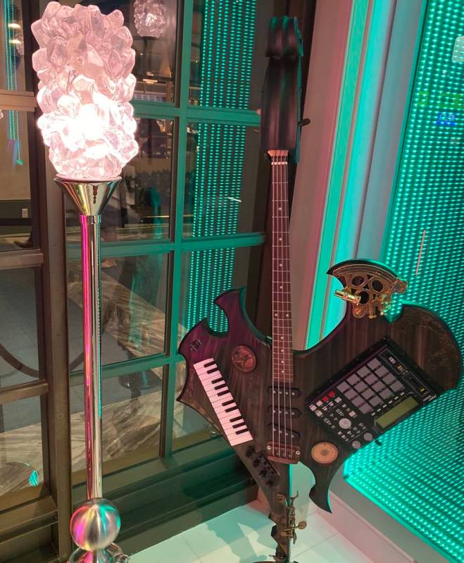 The customized key-tar from Lady Gaga's 2011 “Monster Ball” tour is shown on display at Hau ...