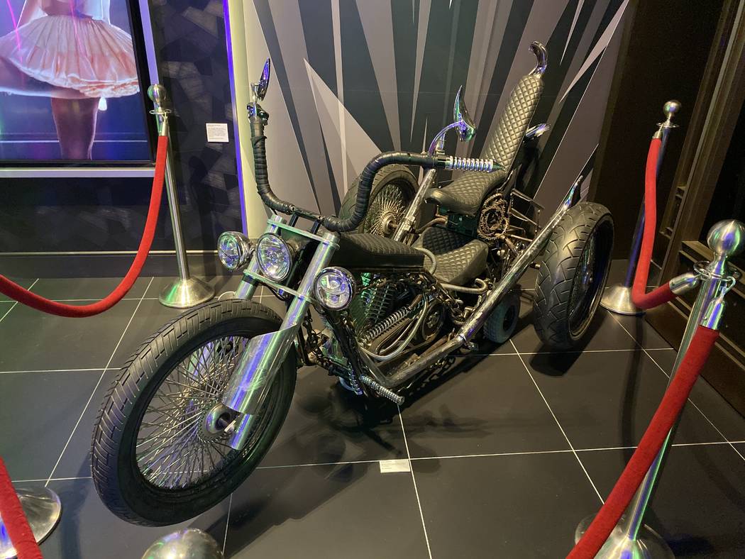 The customized motorcycle from Lady Gaga's 2012-2013 “Born This Way Ball” tour is shown on ...