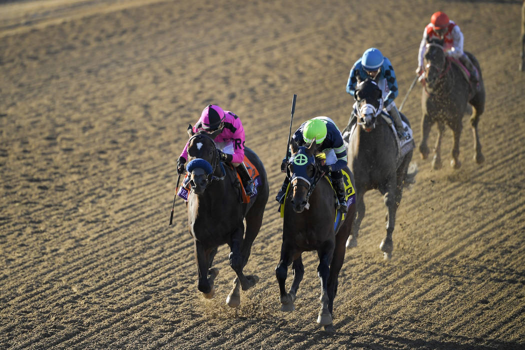 Storm the Court, right, with Flavien Prat, edges out Anneau D'or in the Breeders' Cup Juvenile ...