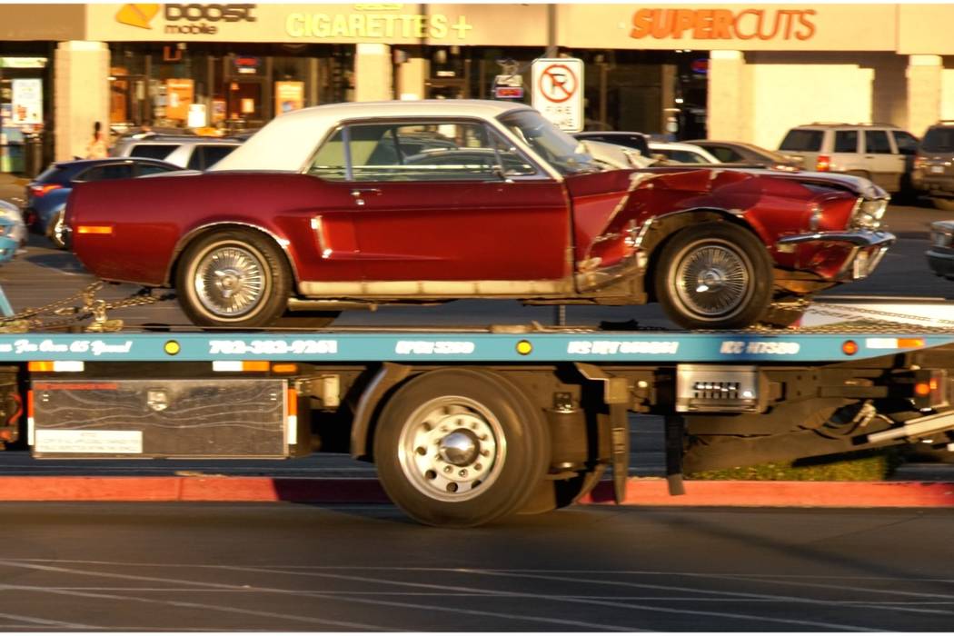 The car involved in crash into Smiths' on Friday, Nov. 1, 2019, at Flamingo and Sandhill roads ...