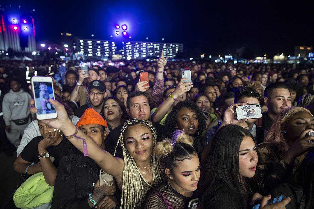 Fans cheer for Summer Walker on the Roll the Dice stage during the Day N Vegas music festival o ...