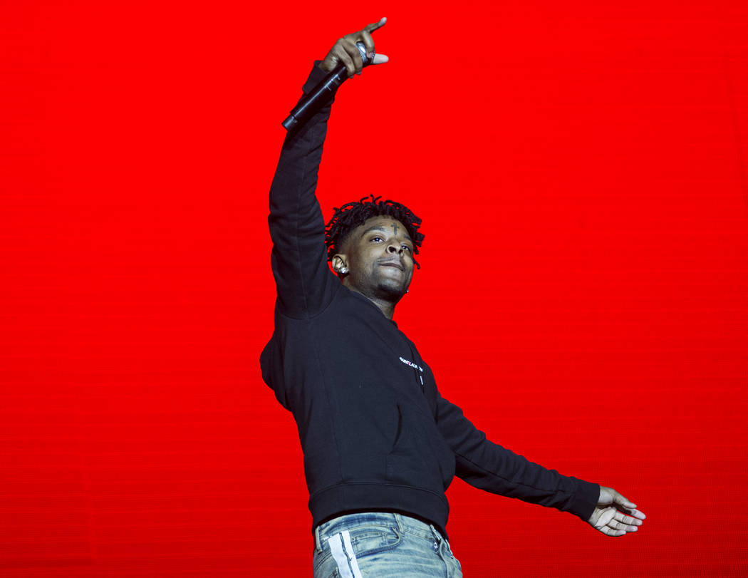 21 Savage performs on the Jackpot stage during Day N Vegas music festival on Saturday, Nov. 2, ...