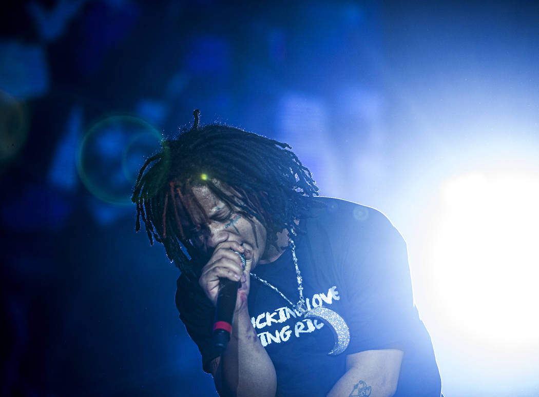 Trippie Redd performs on the Jackpot stage during Day N Vegas music festival on Saturday, Nov. ...