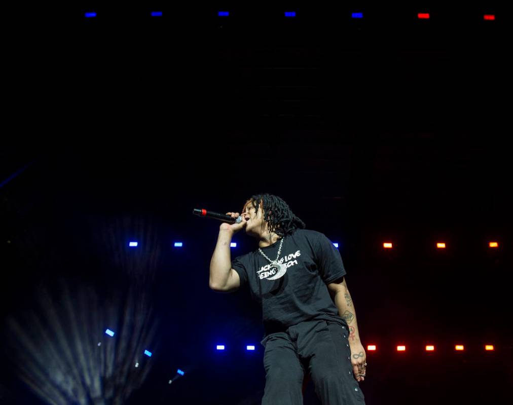 Trippie Redd performs on the Jackpot stage during Day N Vegas music festival on Saturday, Nov. ...