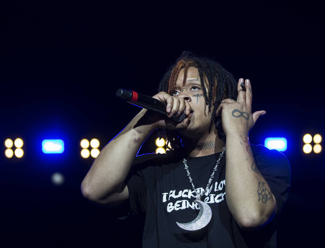 Trippie Redd performs on the Jackpot stage during Day N Vegas music festival on Saturday, Nov. ...