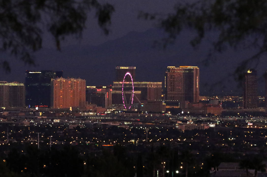 The Las Vegas Strip at dawn as seen from Henderson on Monday, Nov. 4, 2019. (Bizuayehu Tesfaye/ ...