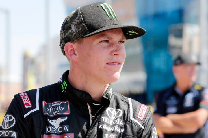 Riley Herbst, Joe Gibbs Racing, Toyota Supra Monster Energy during qualifying for the NASCAR Xf ...