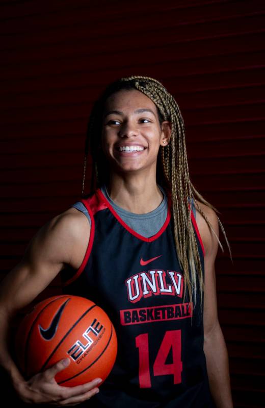 Guard Bailey Thomas (14) poses for a portrait during UNLV women's basketball media day at Thoma ...